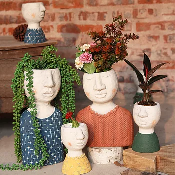 

Ins Happy Home Art Portrait Sculpture Flower Pot Flower Ware Balcony Garden Decoration Dry Flower Arrangement Vase Arrangement