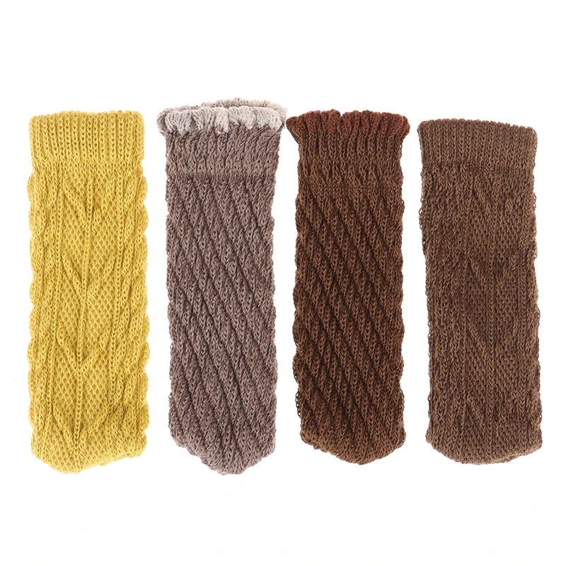 4Pcs Chair Leg Socks Cloth Gloves Floor Protection Knitting Wool Socks Anti-slip Table Furniture Feet Sleeve Cover Protectors