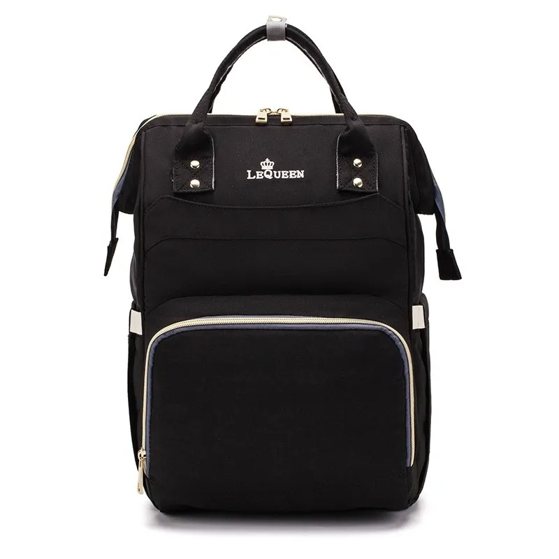 LEQUEEN многофункциональная сумка для мам, большая вместительность, рюкзак для подгузников, водонепроницаемый, для путешествий, сумка для подгузников, для ухода за ребенком - Цвет: Black