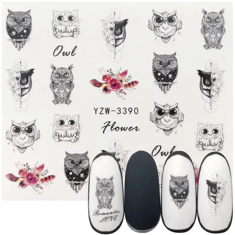 1 лист аксессуаров для лака ногтей наклейка с водяными знаками серия Black Owl