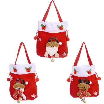 

Red Christmas Gift Holder 3D Doll Favor Pouch Party Wedding Craft Sack Drawstring Christmas Decorations for Home Deco New Year