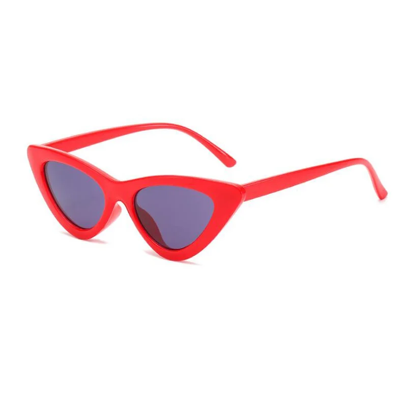 Горячая Мода высокого качества милые сексуальные женские солнцезащитные очки кошачий глаз женские брендовые дизайнерские винтажные маленькие Солнцезащитные очки женские гафы - Цвет линз: Red Black