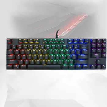 WEAPPA version Gaming Genuine Mechanical Keyboard Anti-ghosting Luminous 89 Key LED Blue switch Wired Keyboard russian english layout metal keyboard blue red switch gaming wired mechanical keyboard rgb anti ghosting for computer