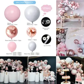 

NEW 169Pcs Balloons Garland Arch Rose Gold Confetti Ballon Wedding Birthday Baloon Birthday Party Decor Kids Baby Shower