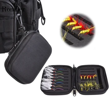 

Romher Portabale Fly Fishing Lure Spinner Spoon Bait Foam Box Trout Flies Fishook Fish Hook Hard EVA Storage Case Container Bag
