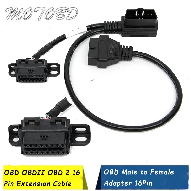 

2019 Extent OBD2 16Pin OBD OBDII 1 IN 2 Extension Cord Cable Adapter Splitter OBD2 Connector Cable OBDII Y Adapter
