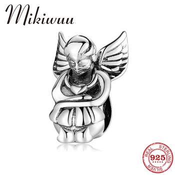 

Hot sale Original Art Style Contemplative Angel with Wings 925 Sterling Silver Charms Beads Fit Pandora bracelets DIY Jewelry