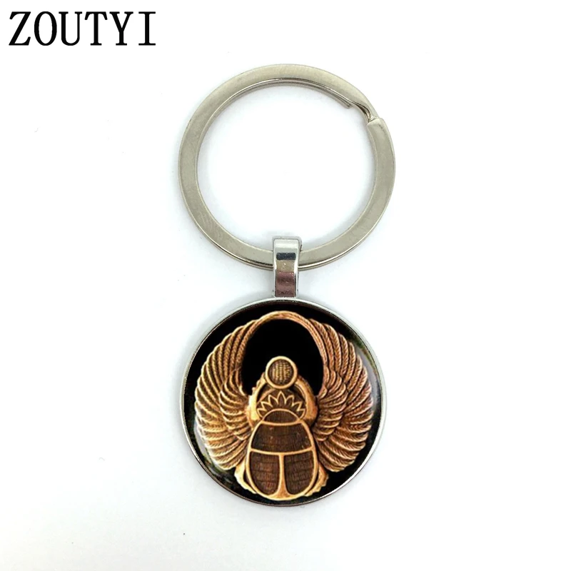 

New/Charming Egyptian Power Symbol Scarab, Men's and Women's Keychain Premium Car Keychain and Convex Glass Keychain.