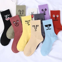 Милые хлопковые носки женские забавные носки Harajuku женские уличные носки средней длины Sokken Meias calcetines mujer divertido