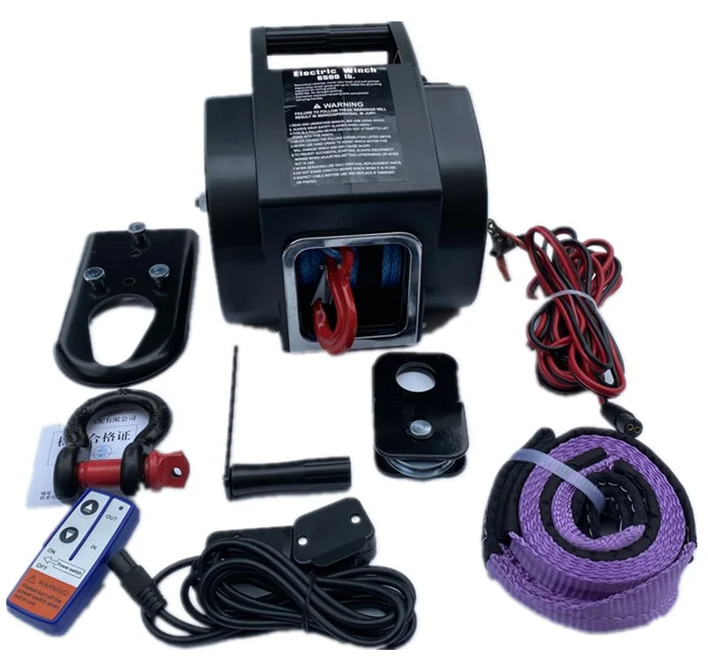 3500lb--6500LB 12V electric boat car yacht winch portable hand hold truck auto barge trailer hand tool pulling machine