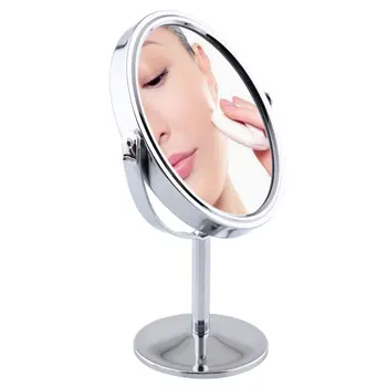 

Portable Cosmetic Mirror Normal Stand Magnifier Round Shape Metal HD Simple Beauty 180° Rotatable Double-Sided Makeup Mirror