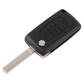

Black Uncut 3 Button Remote Key With ID46 Chip 433MHz For Peugeot Key New