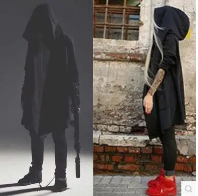 

Autumn And Winter Assassin's Creed Trench Coat Dark of Big Hat Hoodie Men's plus Velvet Mid-length Cloak Hip Hop Mantle Coat