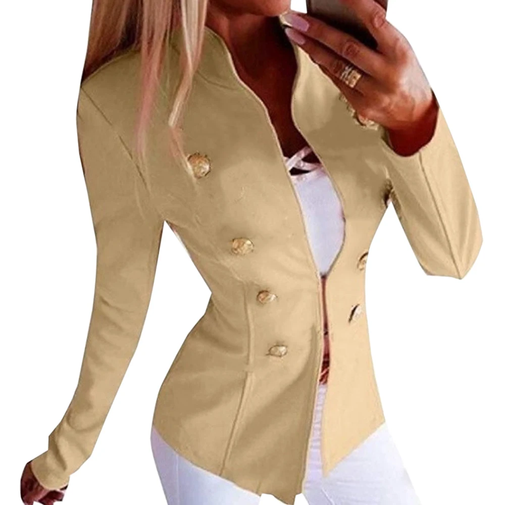 

Fall 2019 New Women Jackets and Coats Long Sleeve Slim Fit Double Breasted Buttons Office Lady Work Outerwear Coat