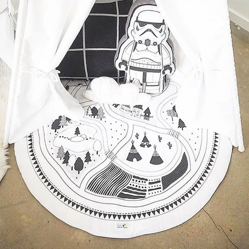 105CM Baby Play Mats Rugs Mat Carpet Kids Room Soft Cotton Children Crawling Round Floor Rug 3