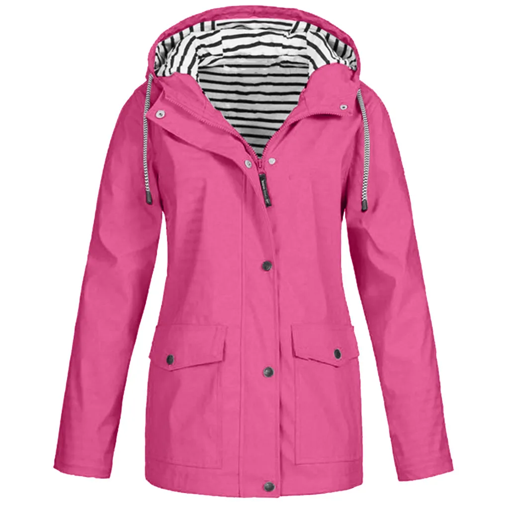 Весна-осень, Женская однотонная дождевик, пальто, женские уличные куртки размера плюс, с капюшоном, высокое качество, теплые хлопковые пальто, новая верхняя одежда#620 - Цвет: HT