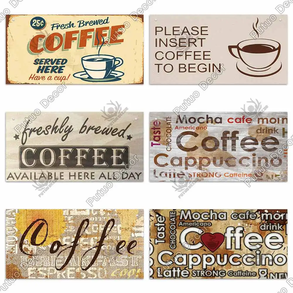 Putuo Decor Coffee Wooden Hanging Signs Decorative Plaques Door Wooden Plaque In Home Decor Cafe Kitchen Hanging Home Decor 5