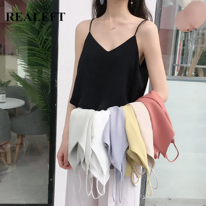 Топ женский шифоновый однотонный с V-образным вырезом разные цвета | Женская