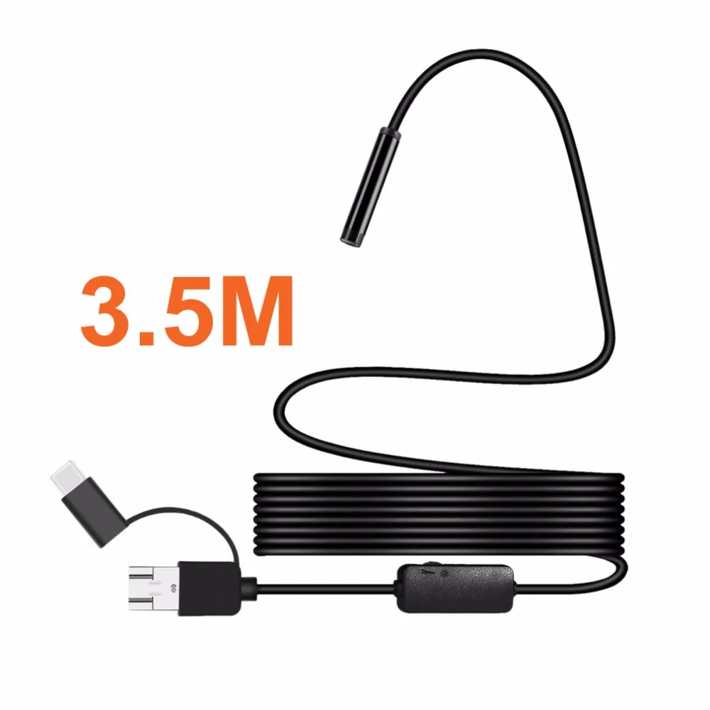 8 мм, Micro-USB Тип с портом типа c 3-в-1 электронный эндоскоп бороскоп трубка Водонепроницаемый USB инспекции 1200 P видео Камера для Android