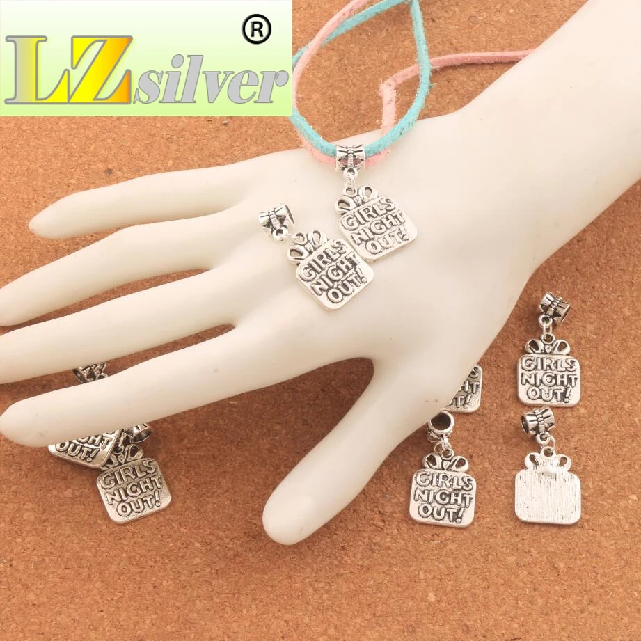 Gift Girls Night Out Metal Big Hole Beads 32.5x16.6mm 80PCS Zinc Alloy Dangle Fit European Charm Bracelets Jewelry DIY B322