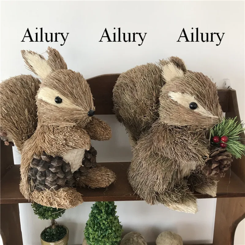 

Cute Little Squirrel Animals Forest Straw Oranment,Window Desktop Decorations,Shooting Props,Easter Decor.Christmas Gifts