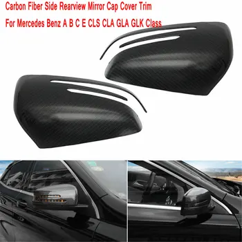 

2x Carbon Fiber Look Add-on Car Side Door Rear View Mirror Cover Cap Shell Add-on For Benz A B C E CLA GLA GLK Class XYB0998