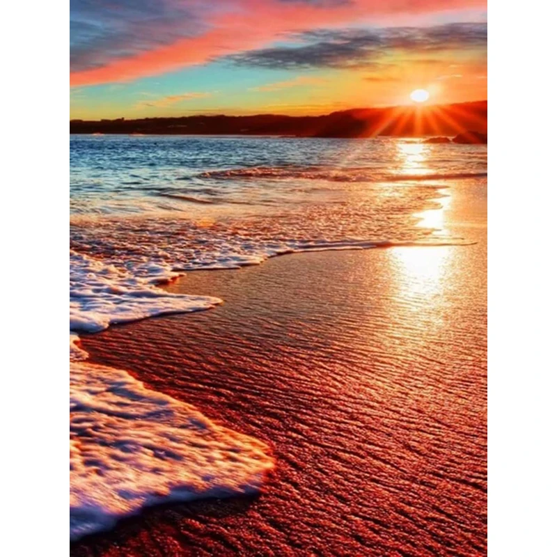 Full Drill Seaside Beach DIY 5D Diamond Painting Christmas Lake Cross Stitch Art