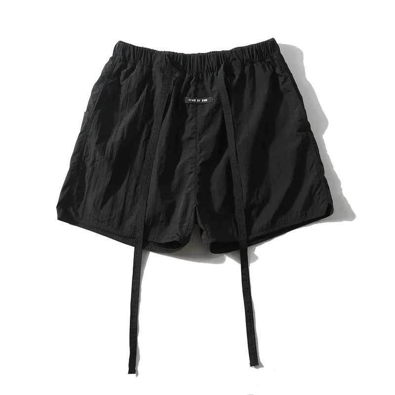 

2019 Summer Season Six High Street Popular Brand Fog Black And White with Pattern Ribbon Beach Shorts Men Teenager Large Size Sh