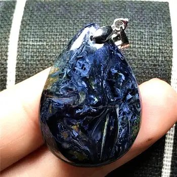 

Natural Blue Pietersite Stone Necklace Pendant Jewelry For Woman Man Crystal 33x24x8mm Namibia Firework Water Drop Beads AAAAA