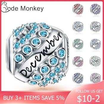 

100% Real 925 Sterling Silver 12 Style Birthstone Fit Original Design Bracelet&Bangle For Women Birthday Fashion Jewelry Gift