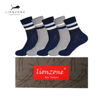 

Funny Stripe Design Casual Men Socks Blue/Grey 2Colors Antibacterial Breathable Daily Bamboo Fiber Man Socks 5Pairs/Lot