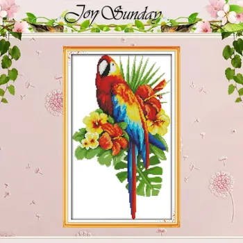 

The Parrot and Flowers Patterns Counted Cross Stitch 11CT 14CT Cross Stitch Sets Chinese Cross-stitch Kits Embroidery Needlework