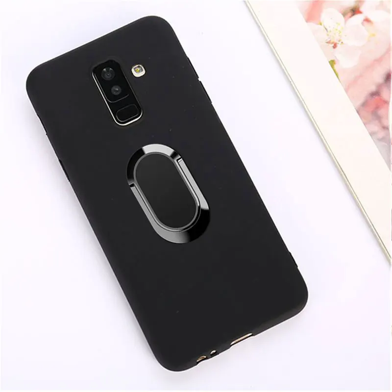 Матовый Силиконовый мягкий чехол с кольцом на палец для Samsung Galaxy A50 S8 S9 Plus Note 8 9 10 A10