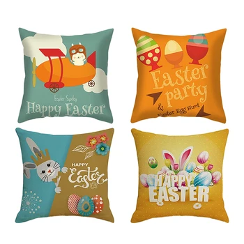 

4Pcs Easter Cute Cartoon Rabbit Pillowcase Animal Printed Pillows Cover