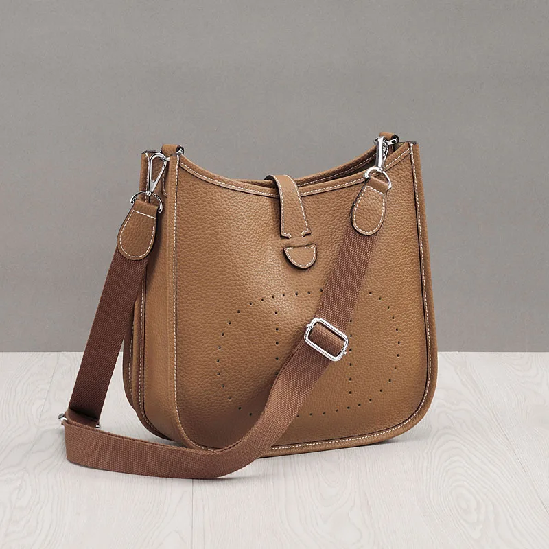 Новые сумки из натуральной кожи женские сумки-мессенджеры Дизайнерские повседневные женские сумки через плечо - Color: Khaki28CM