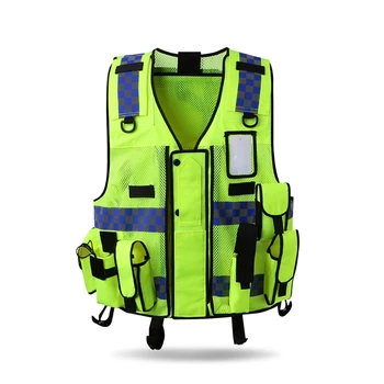 

Reflective Vest Outdoor Protector Tank Top High Visibility Multi Pocket Breathable Safety Gear Construction Traffic Sportswear
