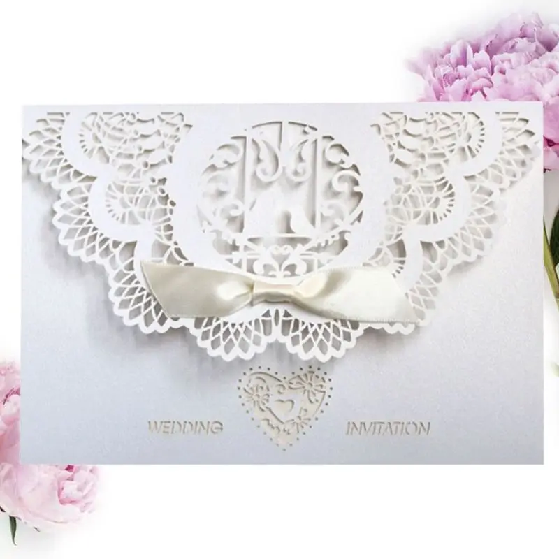  10pcs/set European Style Lace Wedding Greeting Invitation Card Cover Laser Cut Engagement Party Sup - 4000265555561
