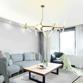 

Nordic Led Double-Tube Tree Chandelier Creative Living Room Bedroom Adjustable Angle Decorative Chandeliers XiaoFan