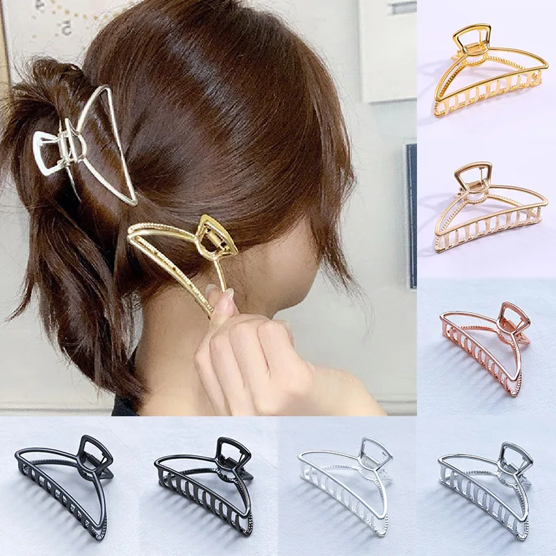 Women Girls Geometric Hair Claw Metal Hair Clamps Crab Hair Clip Hairpin Large