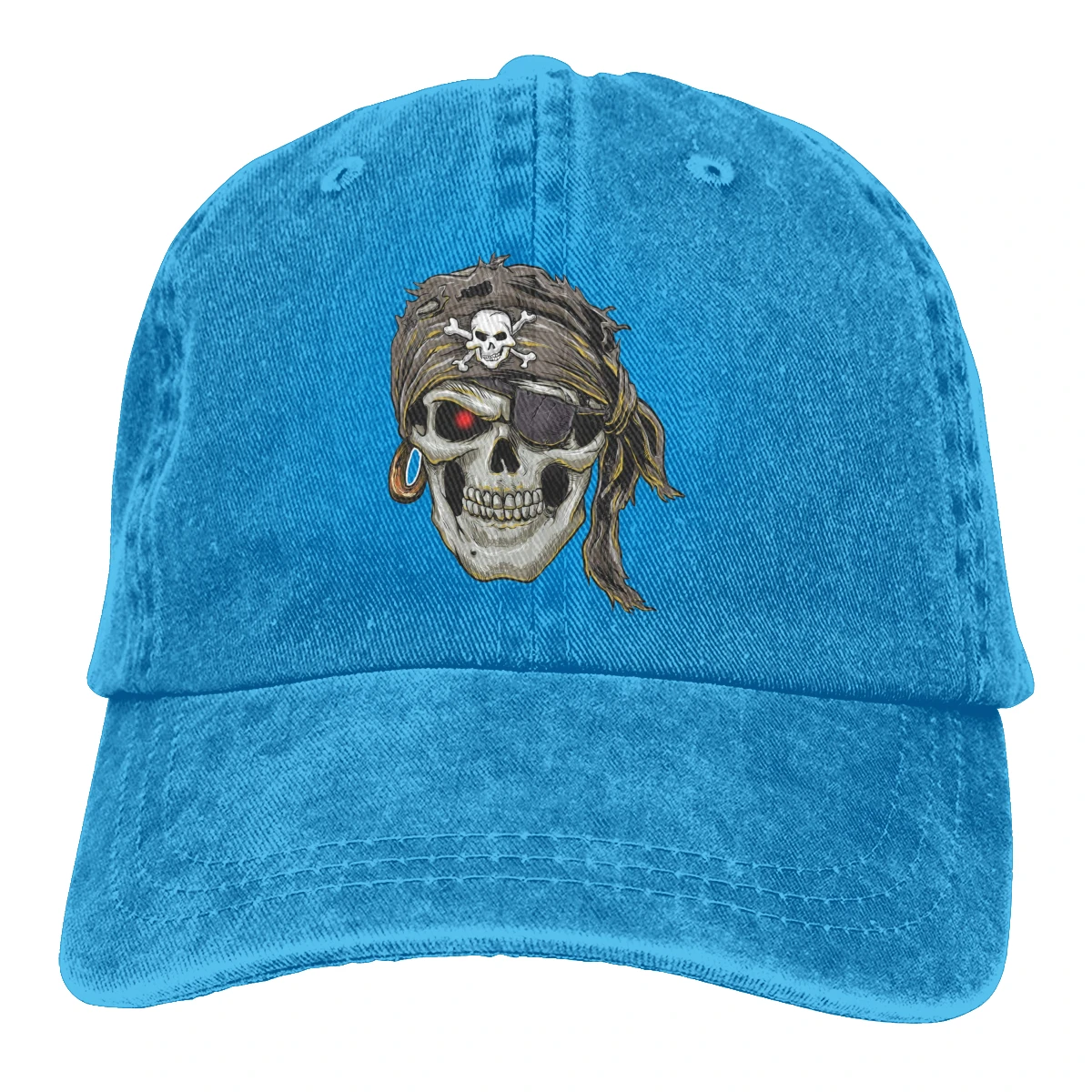 Пиратский череп с черепом и скрещенными костями Casquette черный унисекс Мужские Женские джинсовые бейсболка с ремешком кепки Регулируемый Гольф папа шляпа