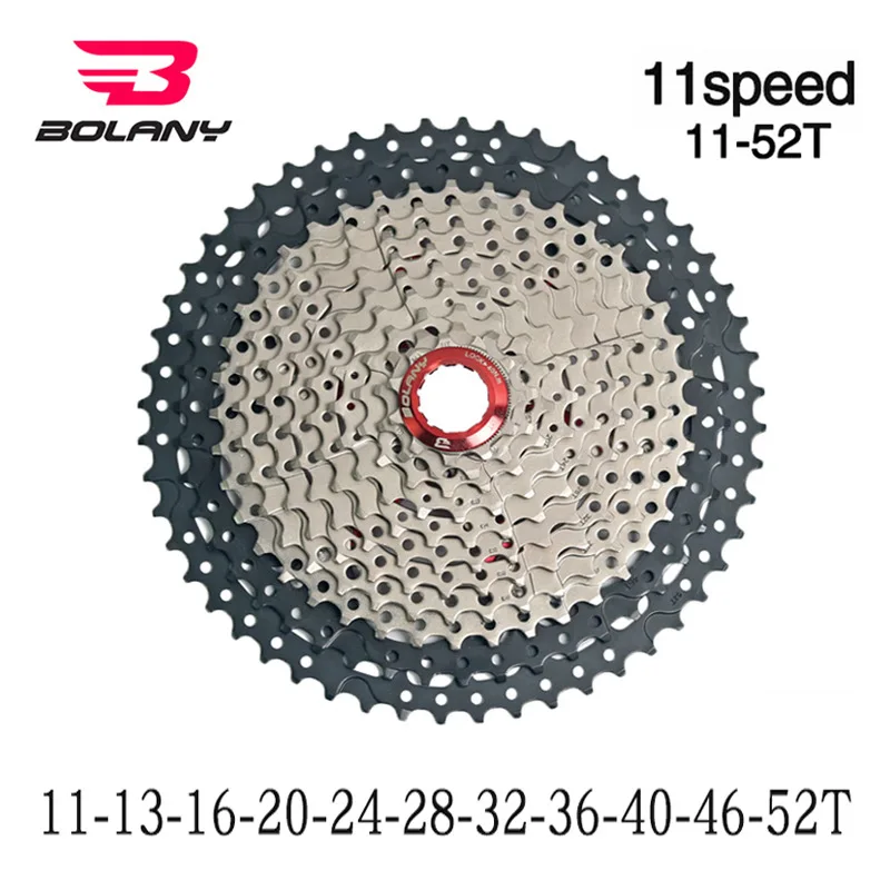 Bolany 11 скоростная кассета MTB 11V 11-50T 11-52T набор звездочек со встроенной трещоткой для горного велосипеда широкого соотношения Сверхлегкий 704g Велосипед маховик совместимый - Цвет: 11-52T
