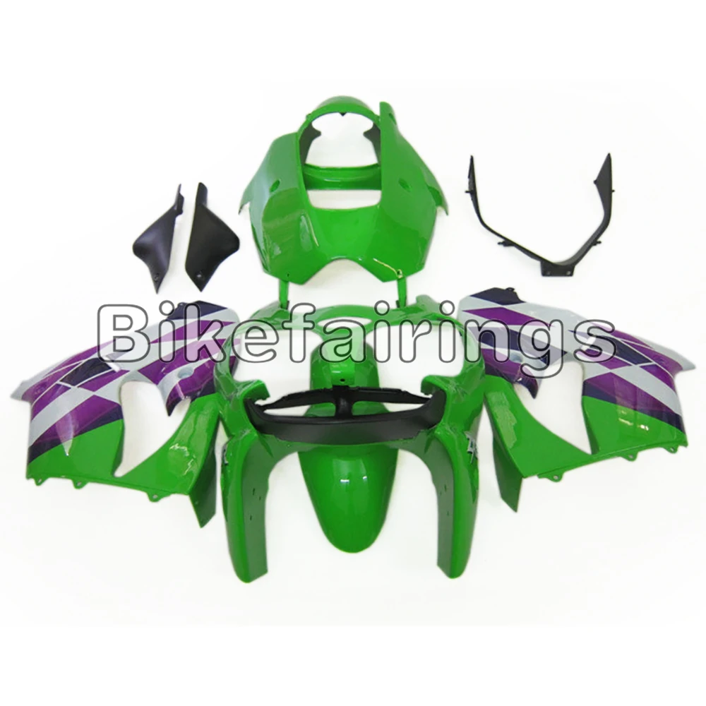 Мотоциклы Полный обтекатели для Kawasaki ZX9R 2000 2001 ZX-9R 00 01 zx9r ABS пластик зеленый фиолетовый обтекатель комплект