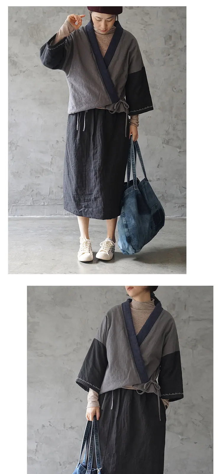 SCUWLINEN зимняя хлопковая стеганая куртка женская винтажная японская стильная Лоскутная Верхняя одежда со шнуровкой парка P173
