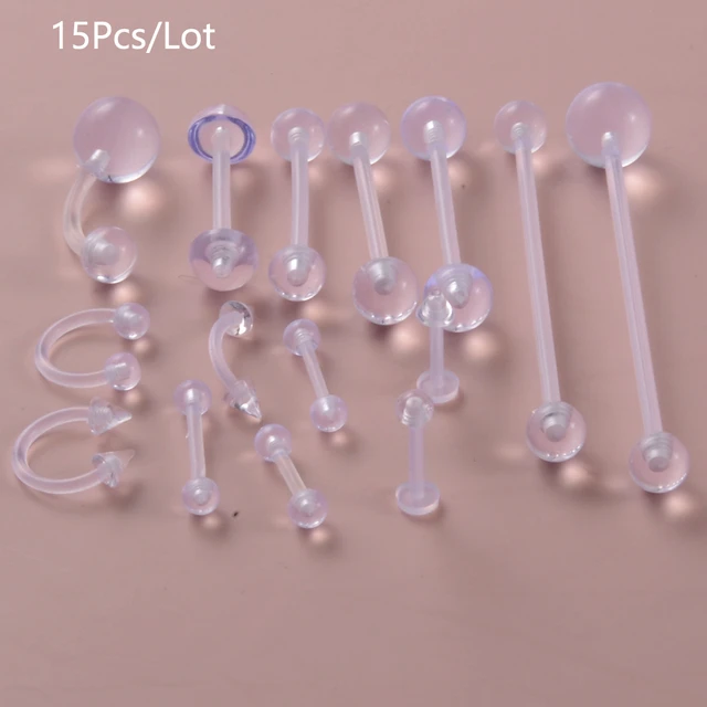 Amazon.com: Body Candy Bioplast Pink Glitter Acrylic Ball Barbell Tongue  Ring : Clothing, Shoes & Jewelry