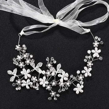 

Rhinestone Bridal Headdress Beaded Tiaras Headband Women Headpiece Floral Wedding Hair Accessories Crystal Bride TS116