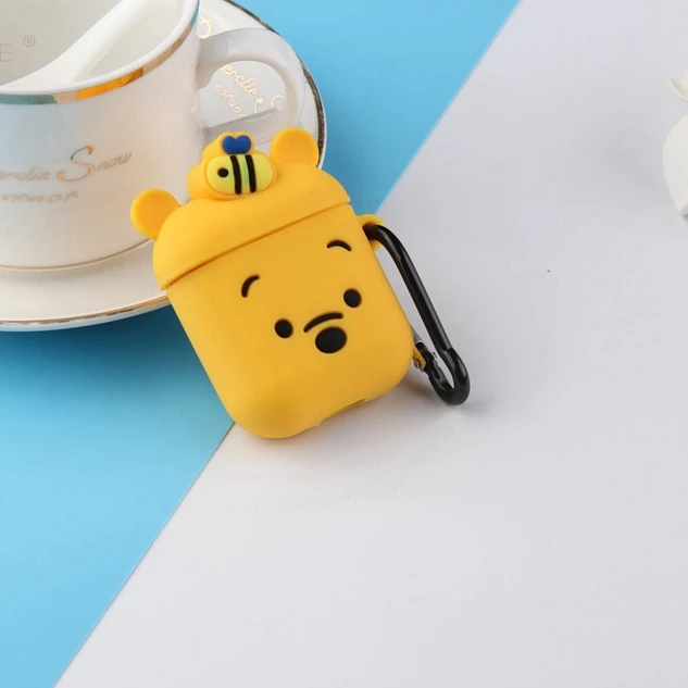1322L4 3D чехол для наушников для AirPods 2, силиконовый чехол с милым мультяшным медведем для Apple Air pods, чехол для наушников с котом, поросенком, кольцом на палец - Цвет: 1322L4