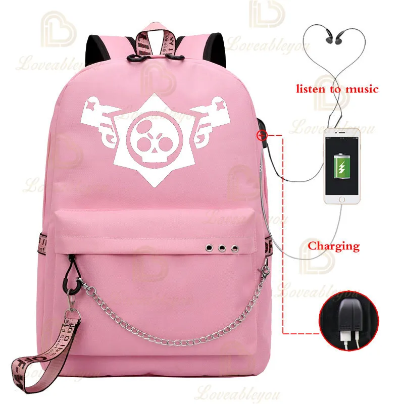 Game Leon Kids Student School Bag with Headphone Backpacks with Charging Port Bag Boys Girls Travel Backpack