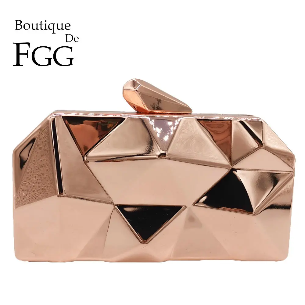 Женские вечерние сумки Boutique De FGG шестиугольные золотые жесткие чехол женские