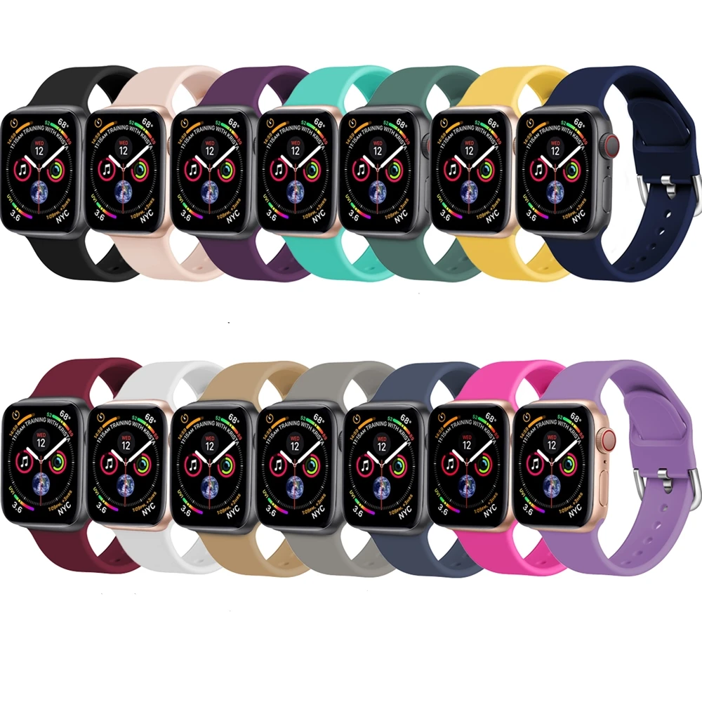 Ремешок для часов Apple Watch Series 6 5 4 3 2 1 SE силиконовый водонепроницаемый ремешок iWatch 38