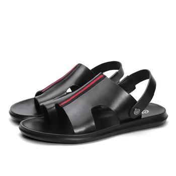 

2020 Summer Slippers Men Casual Outside Flat Non-slipMen Lightweight Leather Soft Fashion High Quality Big Size 46 Mens Shoes